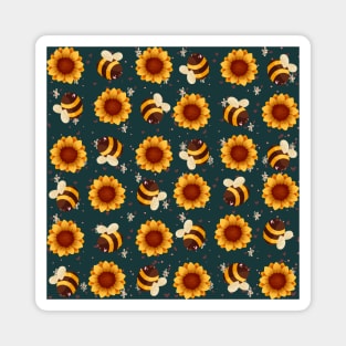 Bees & sunflower Magnet