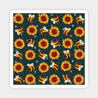 Bees & sunflower Magnet