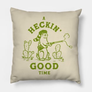 A Heckin' Good Time: Funny Western Prairie Dog Art Pillow