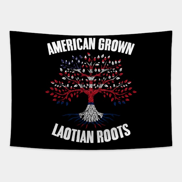 American Grown Awesome Laotian Roots Laos DNA Tree Laos Flag Tapestry by sBag-Designs