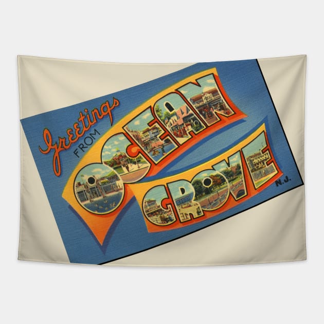 Greetings from Ocean Grove NJ Tapestry by MatchbookGraphics