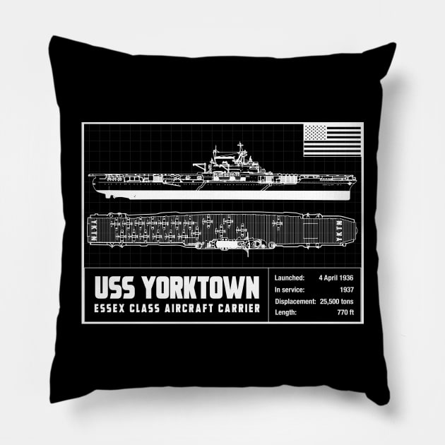 USS YORKTOWN Pillow by theanomalius_merch