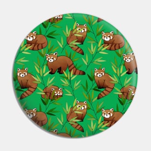 Red Panda & Bamboo Leaves Pattern Pin