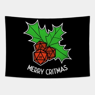 Merry Critmas RPG Holly Dice Tabletop Gamer Tapestry