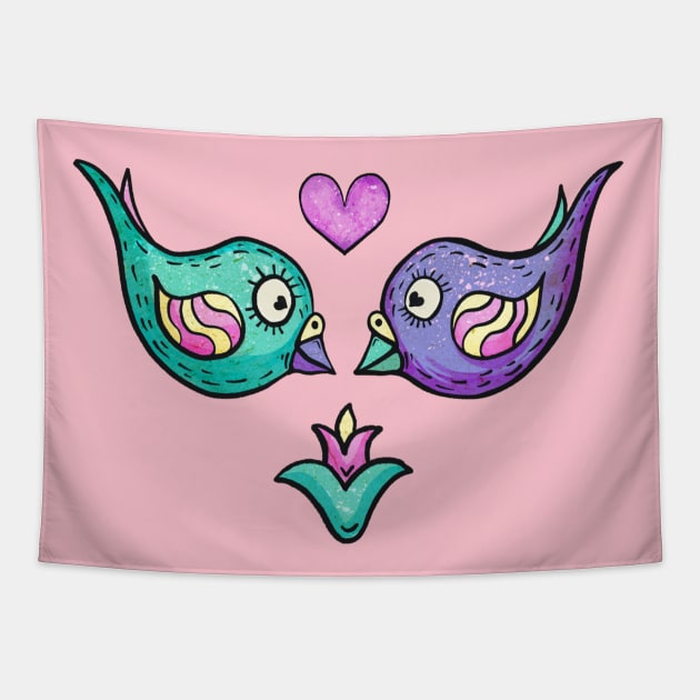 Love Birds Tapestry by Hoda Hefzy 