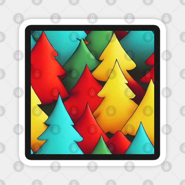 Christmas Tree Watercolor Geometric Design Magnet by VintageFlorals