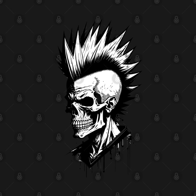 Black and white skull mohawk by DeathAnarchy