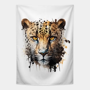 Panther Portrait Animal Painting Wildlife Outdoors Adventure Tapestry