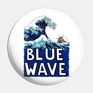 Blue Wave (After Hokusai) (With Text) Pin