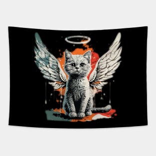 Cute cat with Angel's wings painted Tapestry