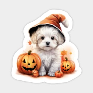 White cute Halloween puppy Dog Magnet