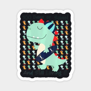 100 Days Of School Of 100Th Day Loving Magical Cute Dinosaur Magnet