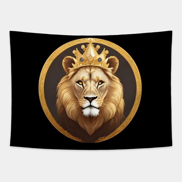 Regal Lion with Crown no.11 Tapestry by Donperion