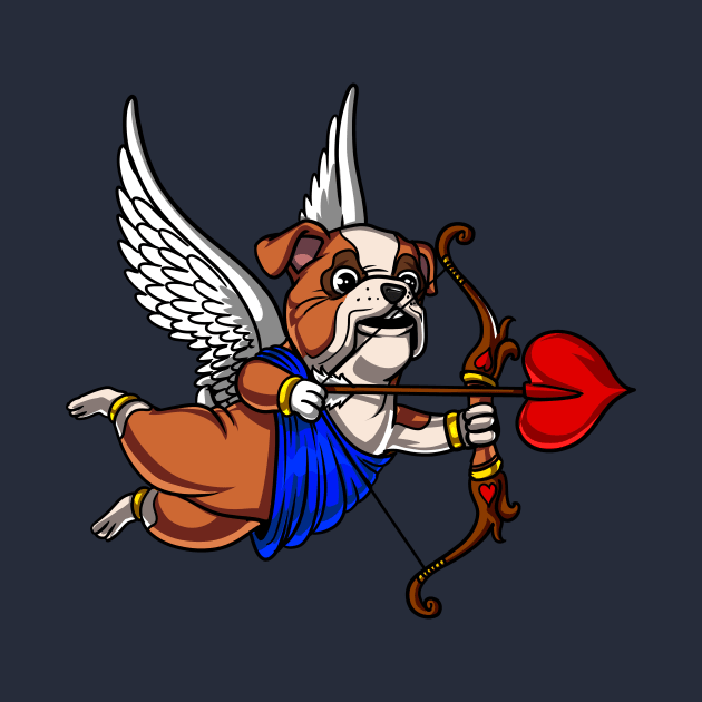 English Bulldog Funny Valentines Day Dog Cupid by underheaven