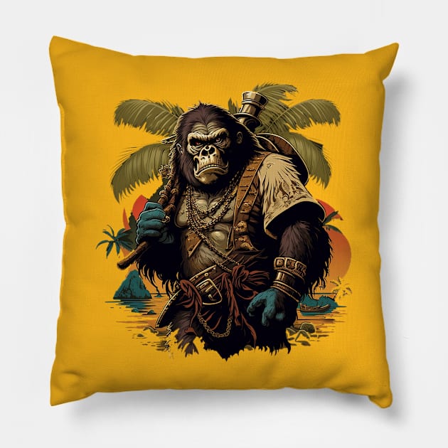 gorilla pirate Pillow by lets find pirate