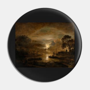 Moonlight at a Dutch River, Aert van der Neer 1650 Pin