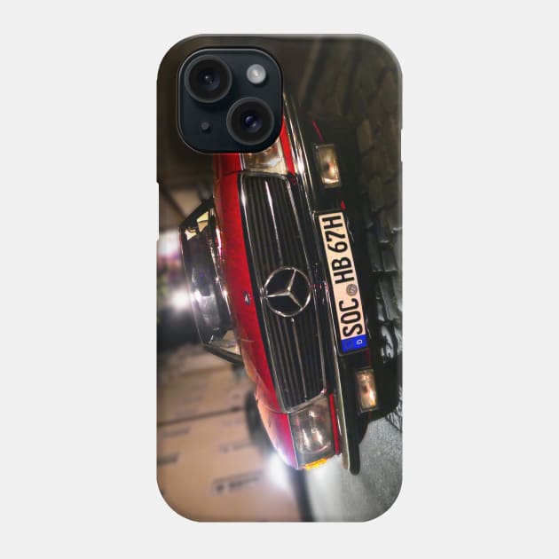 Vintage Merceds Red German classic car at Night Phone Case by JonDelorme