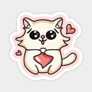 cute cat holding heart Magnet