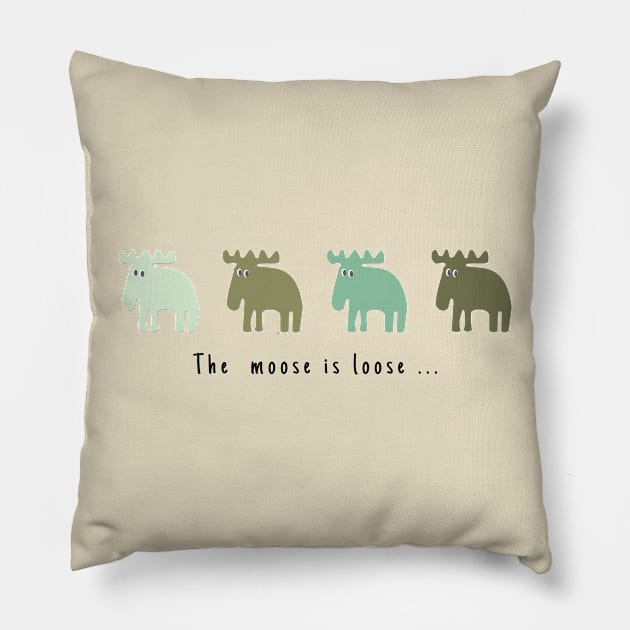 4 Mooses in a row Pillow by Aurealis