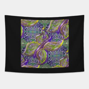 butterfly and swirls in purple and green pattern 2 Tapestry