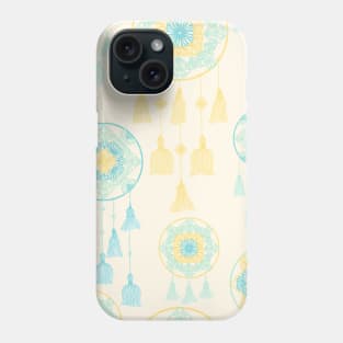 Yellow and teal dreamcatcher on cream Phone Case