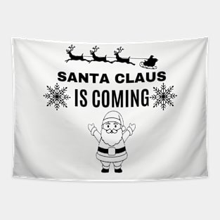 santa claus is coming- black snow and santa Tapestry