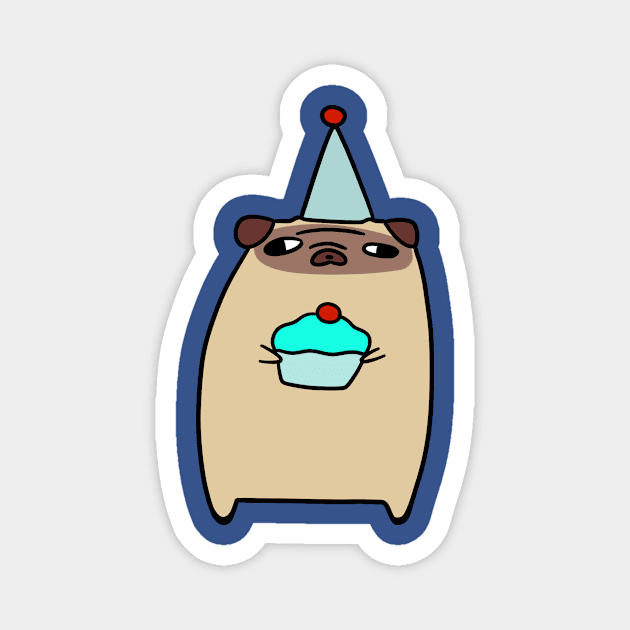 Pug Holding a Cupcake Magnet by saradaboru