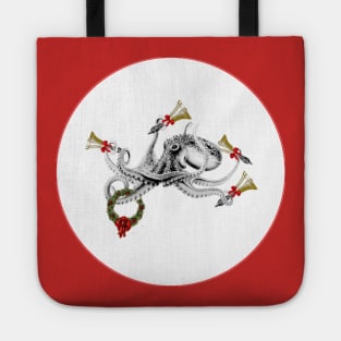 A octopus plays Christmas bells Tote