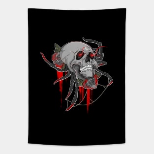 Haunted Gothic Spider Skull Tapestry