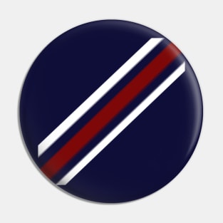 Hand-Drawn Retro Red & White Diagonal Stripes On Navy Pin