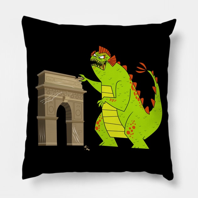 TD Godzilla - Arch of Triumph Pillow by CourtR