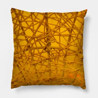 Texture of plastic rattan straw chair on color background Pillow