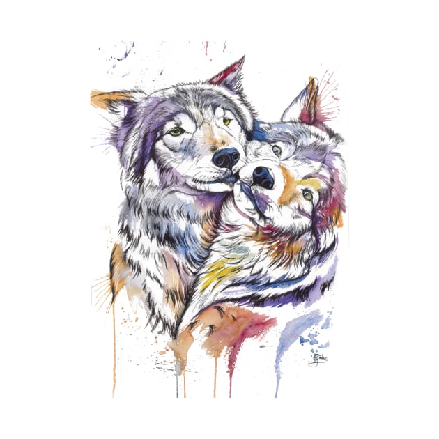 WOLF Colorful Watercolor by Glaukita