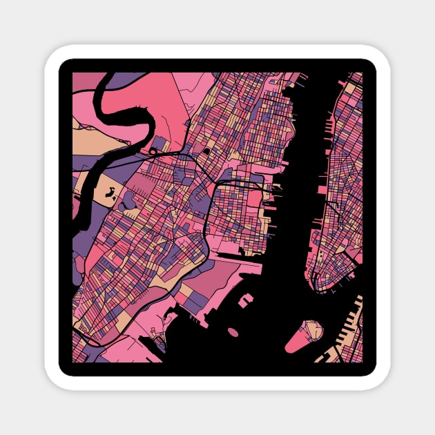 Jersey City Map Pattern in Purple & Pink Magnet by PatternMaps