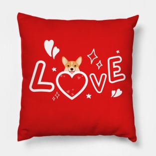 Cute Corgi with a Red heart - Love Pillow