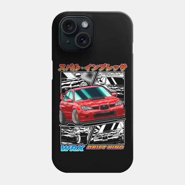 Red Subie Impreza WRX STi Hawk Eye Drifting Phone Case by Guyvit