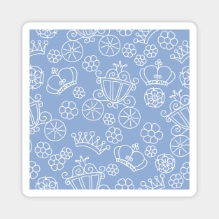 blue pattern of little princess doodles Magnet