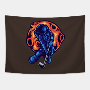 Astronaut Playin Golf Tapestry