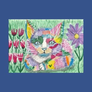 Colorful abstract kitten cat art T-Shirt