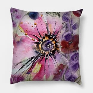 Flower Power Motif Painted Digitized Artist J.M Pillow