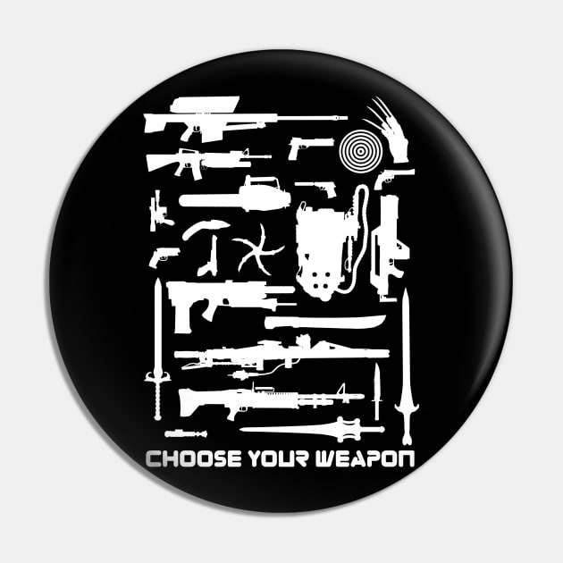 1980s Movie and TV Weapons Choose Your Weapon Pin by Meta Cortex