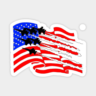 F18 Hornets flyover American Flag V3 Magnet