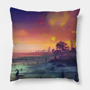 Beach at Sunset Pillow