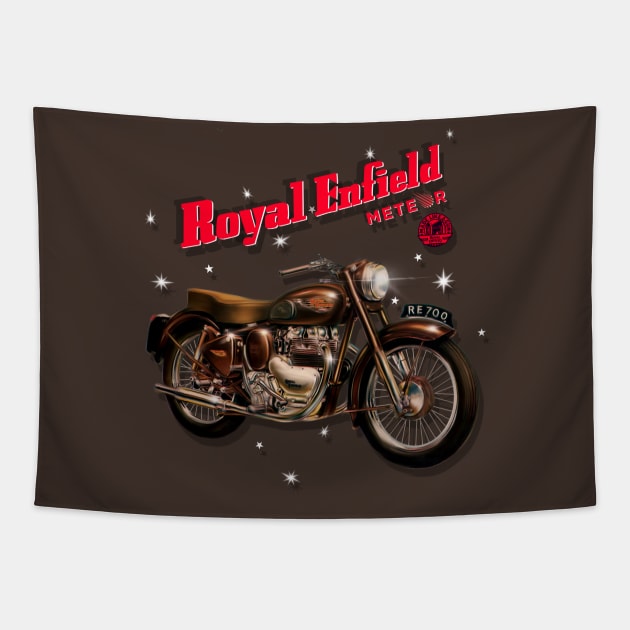 The Awsome Royal Enfield Meteor Motorcycle Tapestry by MotorManiac