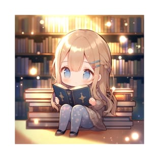 cute chibi girl read book T-Shirt