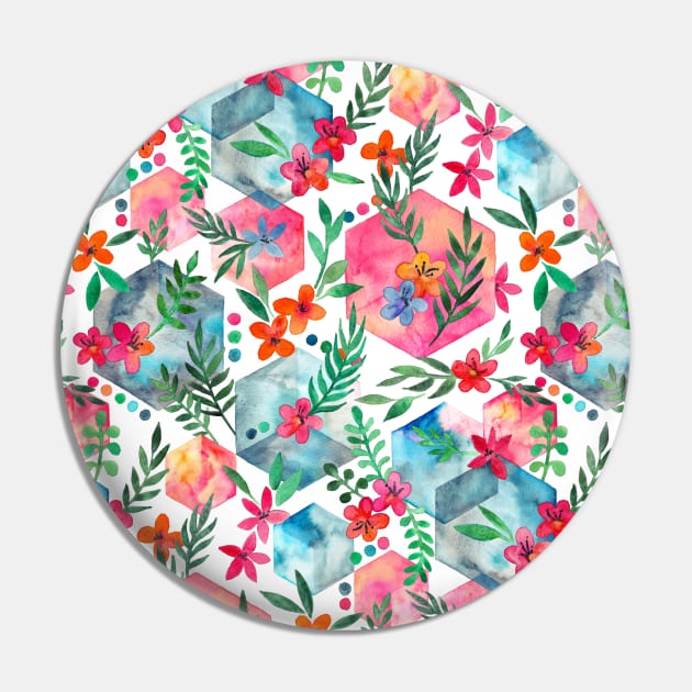 Whimsical Hexagon Garden on white Pin by micklyn