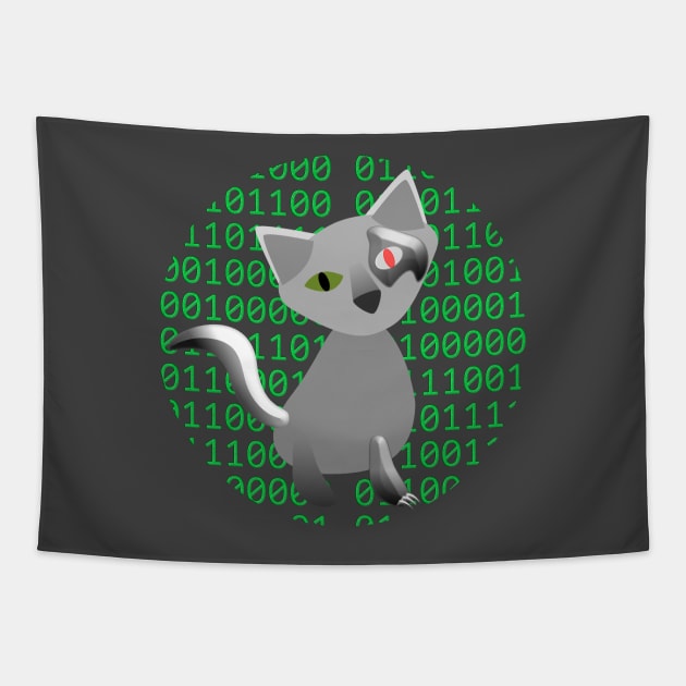 Cyborg Cat Tapestry by hannahjgb