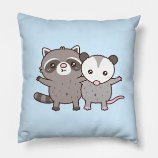 Cute Raccoon And Opossum Besties Pillow