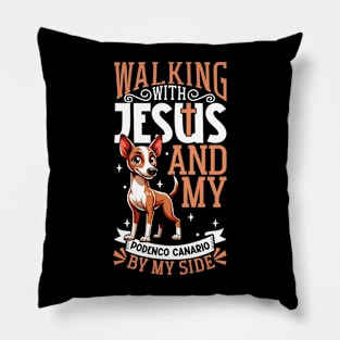 Jesus and dog - Podenco Canario Pillow