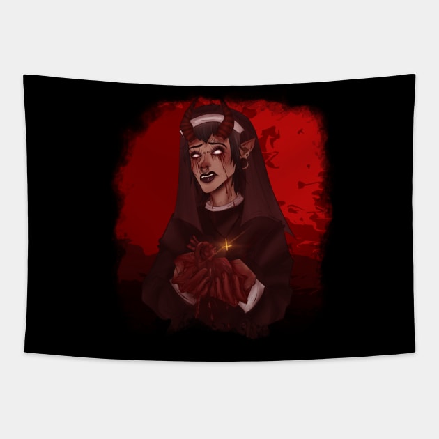 Red nun Tapestry by Witchymorgue